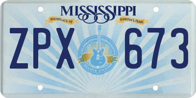MS license plate ZPX673