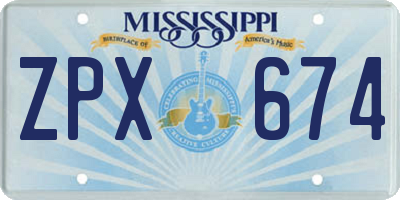 MS license plate ZPX674