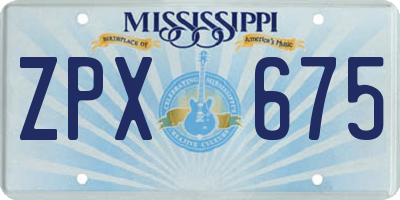 MS license plate ZPX675