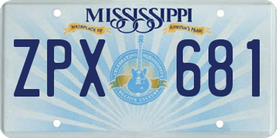 MS license plate ZPX681