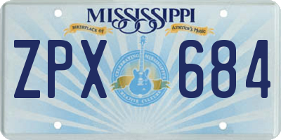 MS license plate ZPX684