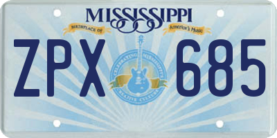MS license plate ZPX685