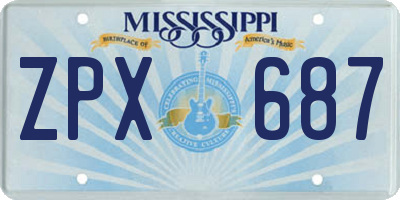 MS license plate ZPX687