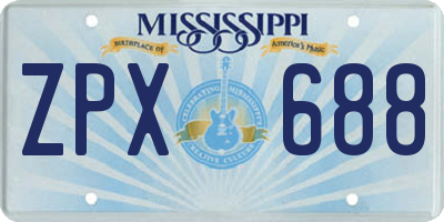 MS license plate ZPX688