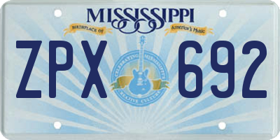 MS license plate ZPX692