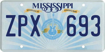 MS license plate ZPX693