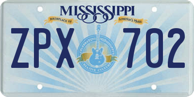 MS license plate ZPX702