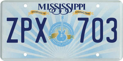 MS license plate ZPX703