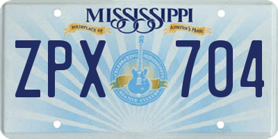 MS license plate ZPX704