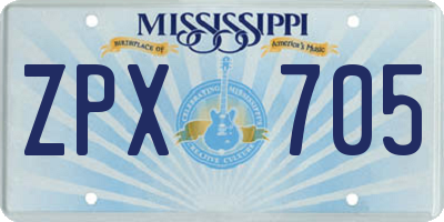MS license plate ZPX705