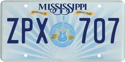 MS license plate ZPX707