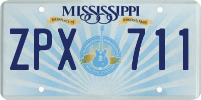 MS license plate ZPX711