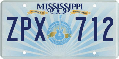 MS license plate ZPX712