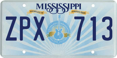 MS license plate ZPX713