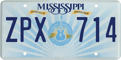 MS license plate ZPX714