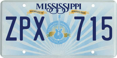 MS license plate ZPX715