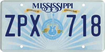 MS license plate ZPX718
