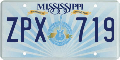 MS license plate ZPX719