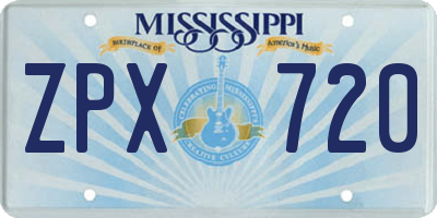 MS license plate ZPX720