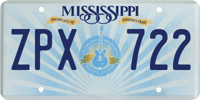 MS license plate ZPX722