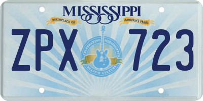 MS license plate ZPX723