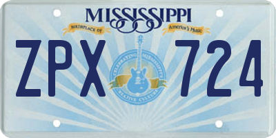 MS license plate ZPX724