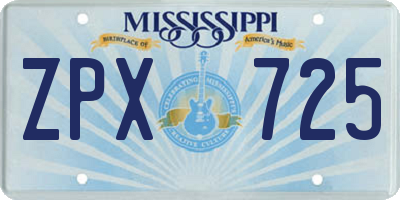 MS license plate ZPX725