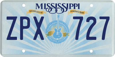 MS license plate ZPX727