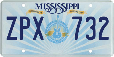 MS license plate ZPX732