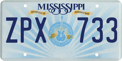 MS license plate ZPX733