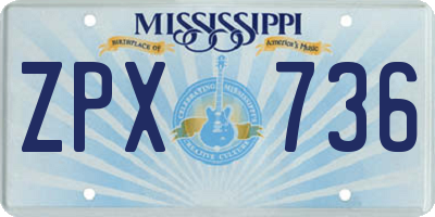 MS license plate ZPX736