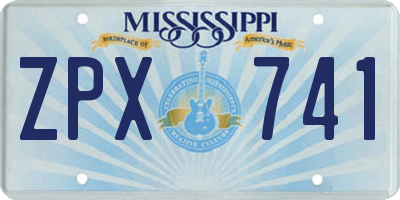 MS license plate ZPX741