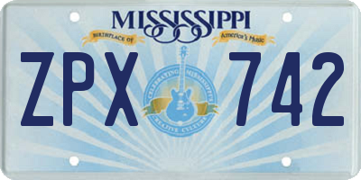 MS license plate ZPX742