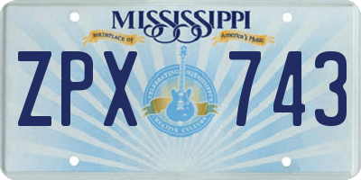 MS license plate ZPX743