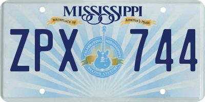 MS license plate ZPX744