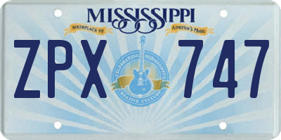 MS license plate ZPX747