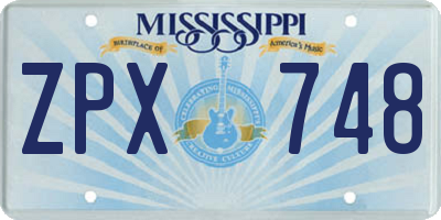 MS license plate ZPX748