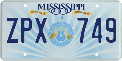 MS license plate ZPX749