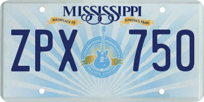 MS license plate ZPX750