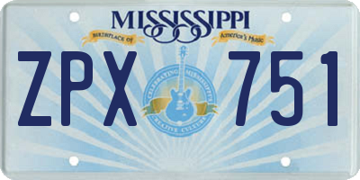 MS license plate ZPX751