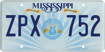 MS license plate ZPX752