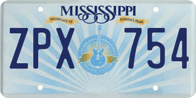 MS license plate ZPX754
