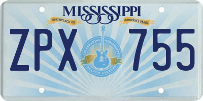 MS license plate ZPX755
