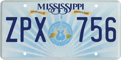 MS license plate ZPX756