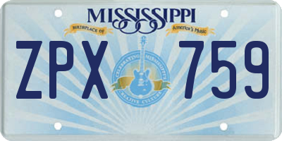MS license plate ZPX759