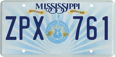 MS license plate ZPX761