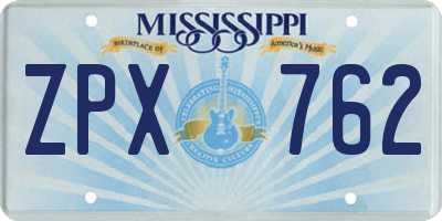 MS license plate ZPX762
