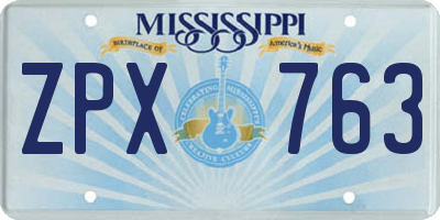 MS license plate ZPX763