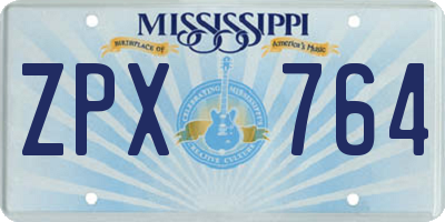MS license plate ZPX764