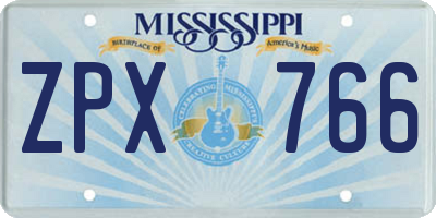 MS license plate ZPX766